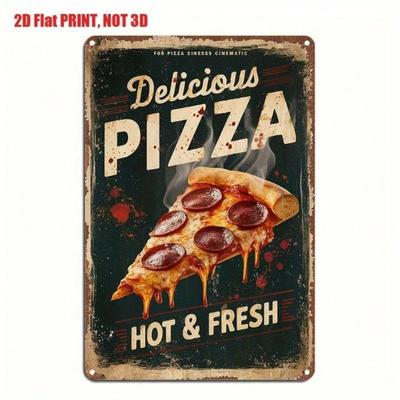 Vintage Metal Pizza Sign Retro Kitchen Wall Decor for Cafe