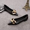 Fashion Flat Shoes for Women 2025 Spring and Autumn New Pointed Toe Metal Chain Fashion Flat Casual Plus Size Women's Shoes