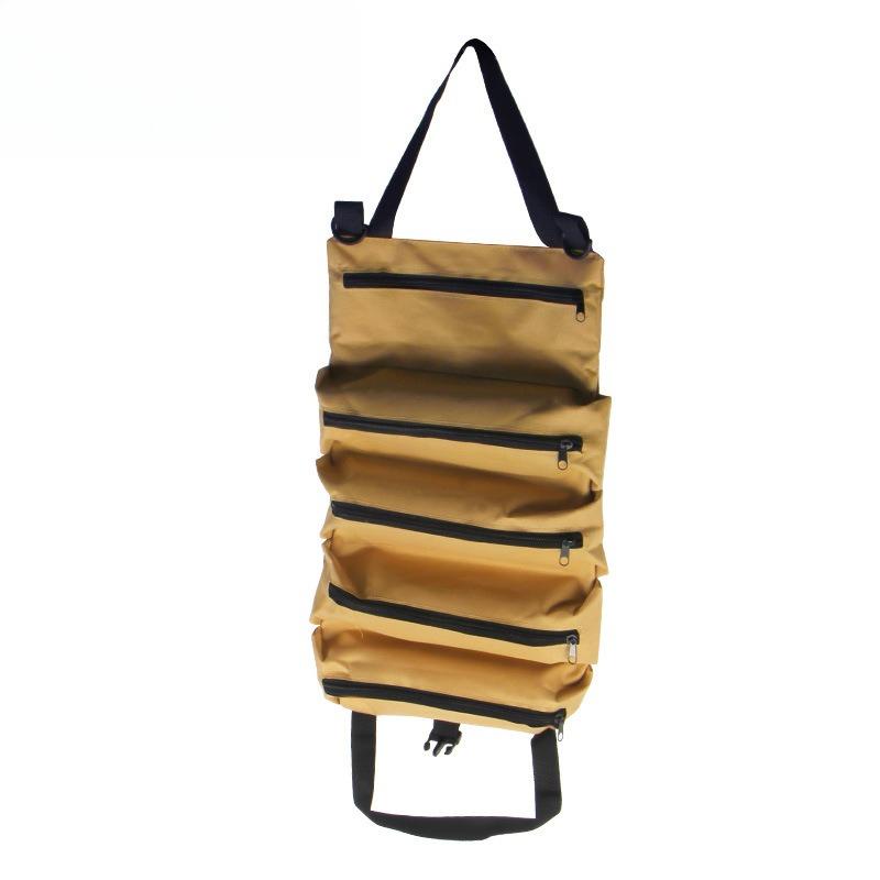 

Портативна сумка для зберігання тканини Оксфорд Набір інструментів Автомобіль Мотоцикл Полотняний гайковий ключ Інструмент Органайзер Відро Підвісна блискавка Кемпінг бежевий