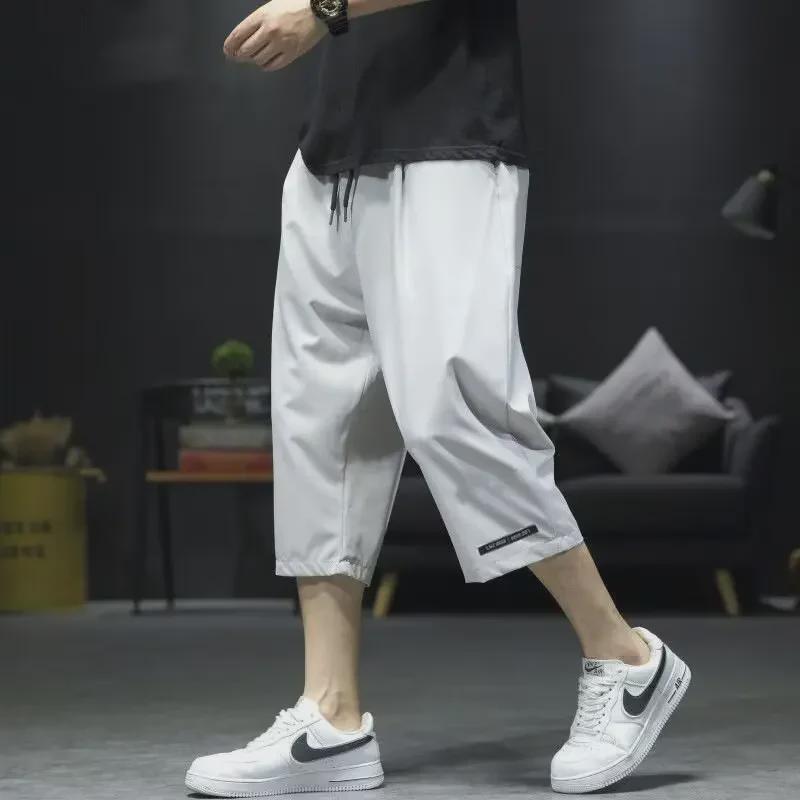 Men's 2024 Trendy Quick-Dry Beach Pants - Large Size, Straight, Seven-Point Length