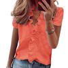 Women Shirt V-neck Lace Ruffle Soft Low-cut Dating Short Sleeves Commute OL Style Blouse