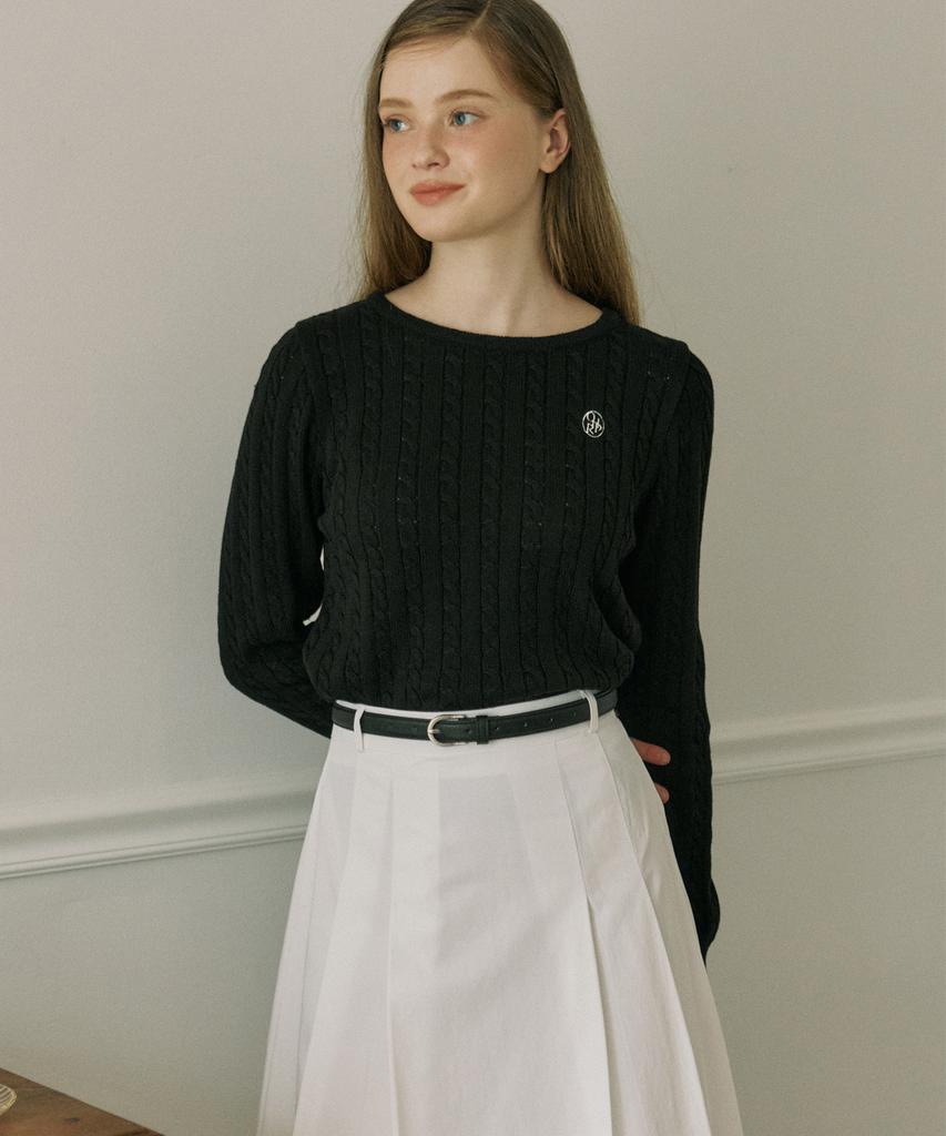 Our Hope Belt Set Midi Pleated Elastic Skirt - White