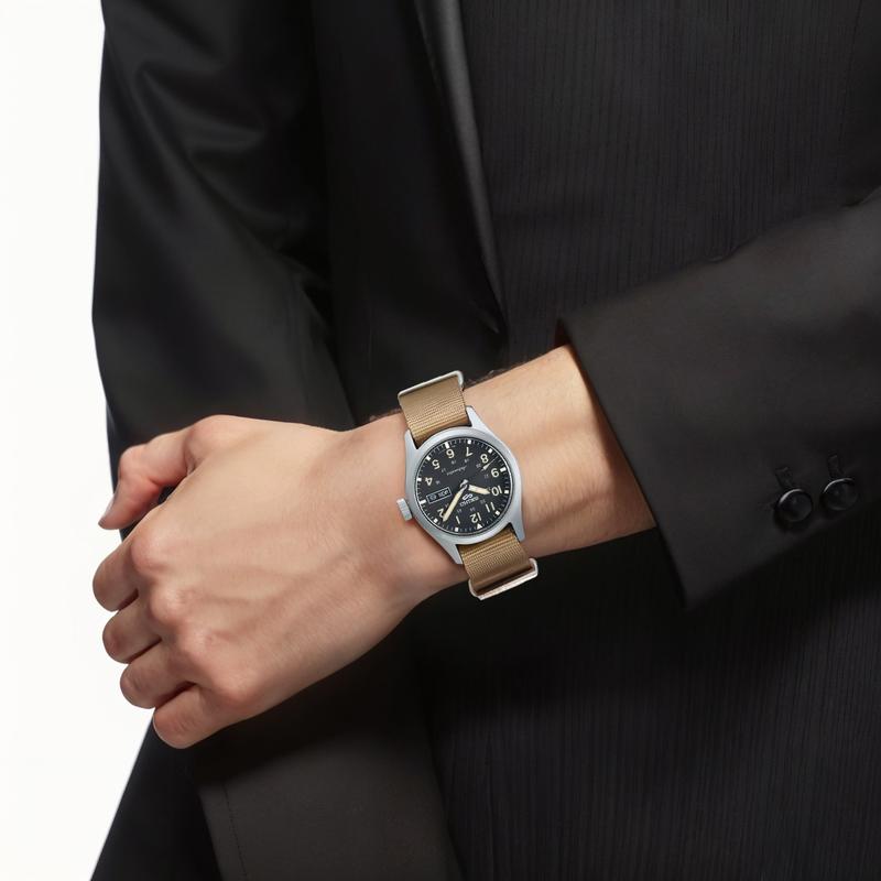 Seiko 5 Seria Sport Impermeabil 100 Metri Stil Fashion Mișcare Mecanică Automată/Manuală Curea de Nailon 39,4 mm Ceas pentru Bărbați Cadran Negru SRPG35