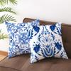 Home Decor Blue and White Floral Pattern Pillow Covers Pattern Cushion Cover Suitable for Sofa Bedroom Car Pillow Cover