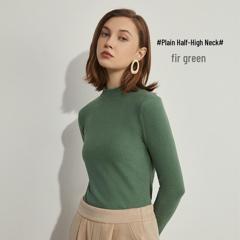 Women's Derong Hyaluronic Acid Thermal Top - Semi-High Neck Long Sleeve Base Layer for Autumn/Winter 2024