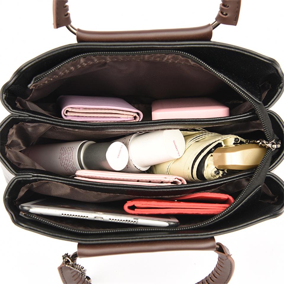 Elegant Two-Tone Leather Handbag for Women Top Handle Adjustable Shoulder Strap Luxury Fashion Purse with Leaf Pendant