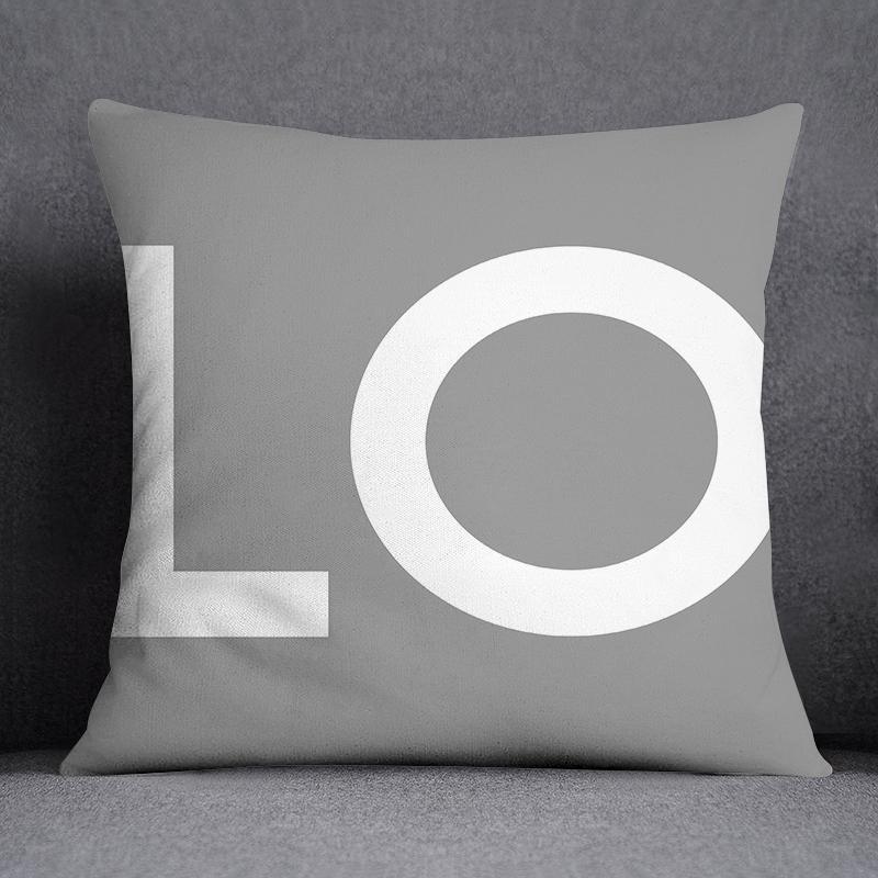 Gray White Cushion Cover Geometric Sofa Pillowcase Home Bedroom Decor