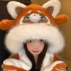 Cute Raccoon Hat Scarf Set With Movable Ears For Women Winter Warmth