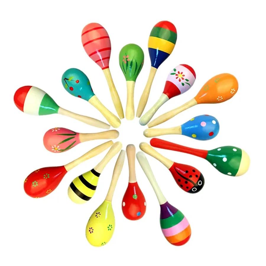 11/19cm Wooden Maraca Sounding Sand Hammer Classical Orff Musical Instrument Toys Ensemble Background Sound Producing Instrument