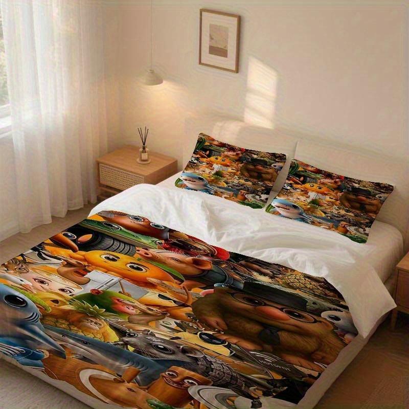 Set Copripiumino Brainrot da 3 Pezzi - Lavabile per Tutte le Stagioni, Confortevole Beige Chiaro Amichevole, Adatto per Biancheria da Letto di Camera da Letto e Dormitorio