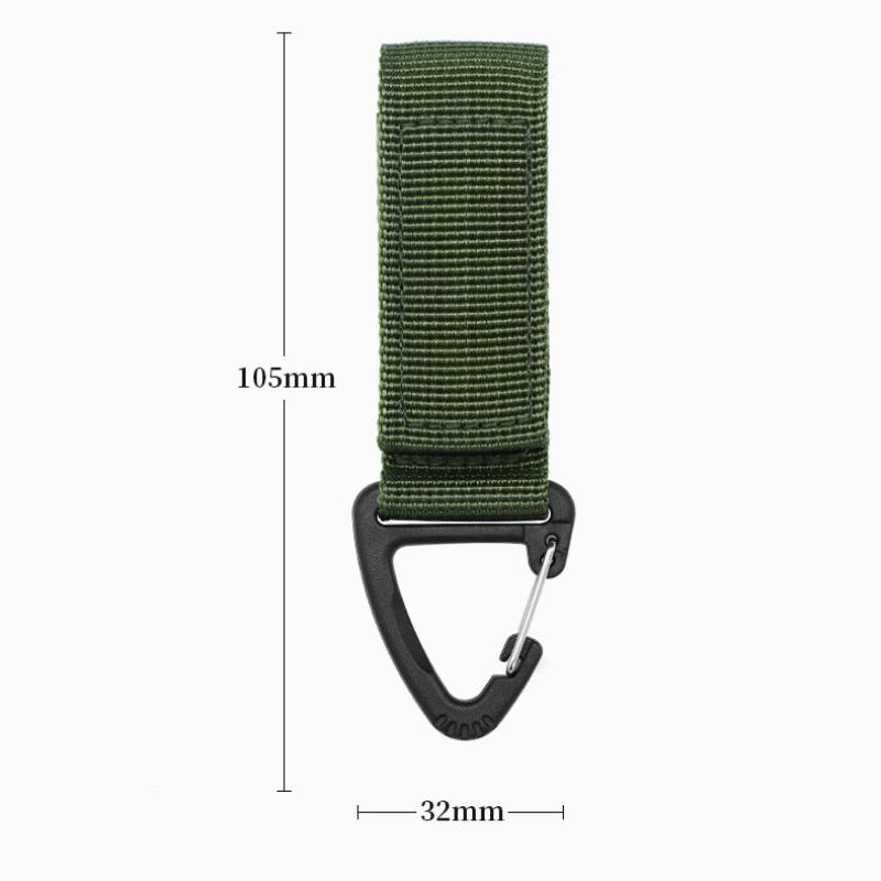 Outdoor Activity Camping Hiking Nylon Ribbon Keychain Molle Tactical Knapsack Triangle Backpack Waist Carryall Fastener Hook Buckle Climb Tool