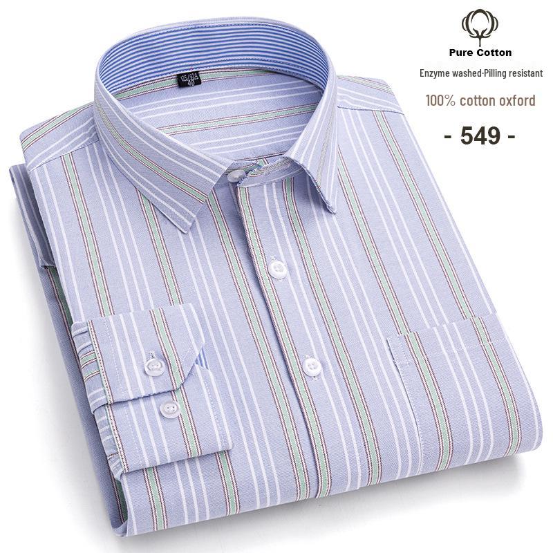 Men's Plus Size Plaid Oxford Cotton Long-Sleeve Shirt