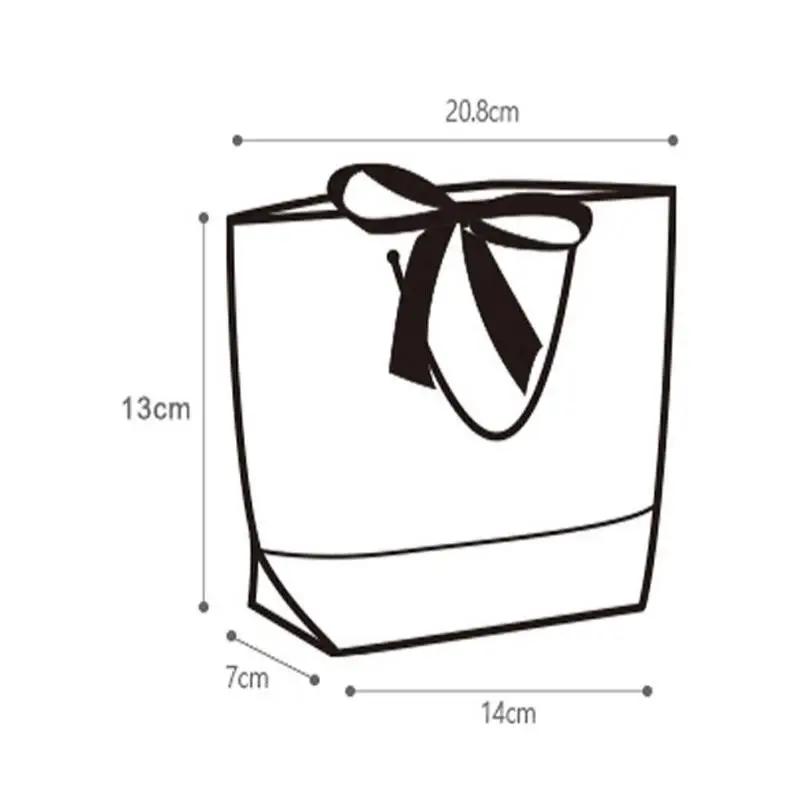 5pcs Ribbon Bow White Pardboard Paper Tote Gift Bags with Handles Shopping Party Wedding Party Birthday Retail Bags