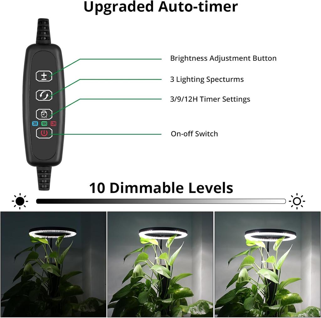 Xiaomi Plant growth light, full spectrum LED indoor plant lighting, height adjustable with automatic switch timer for 3/9/12 hours