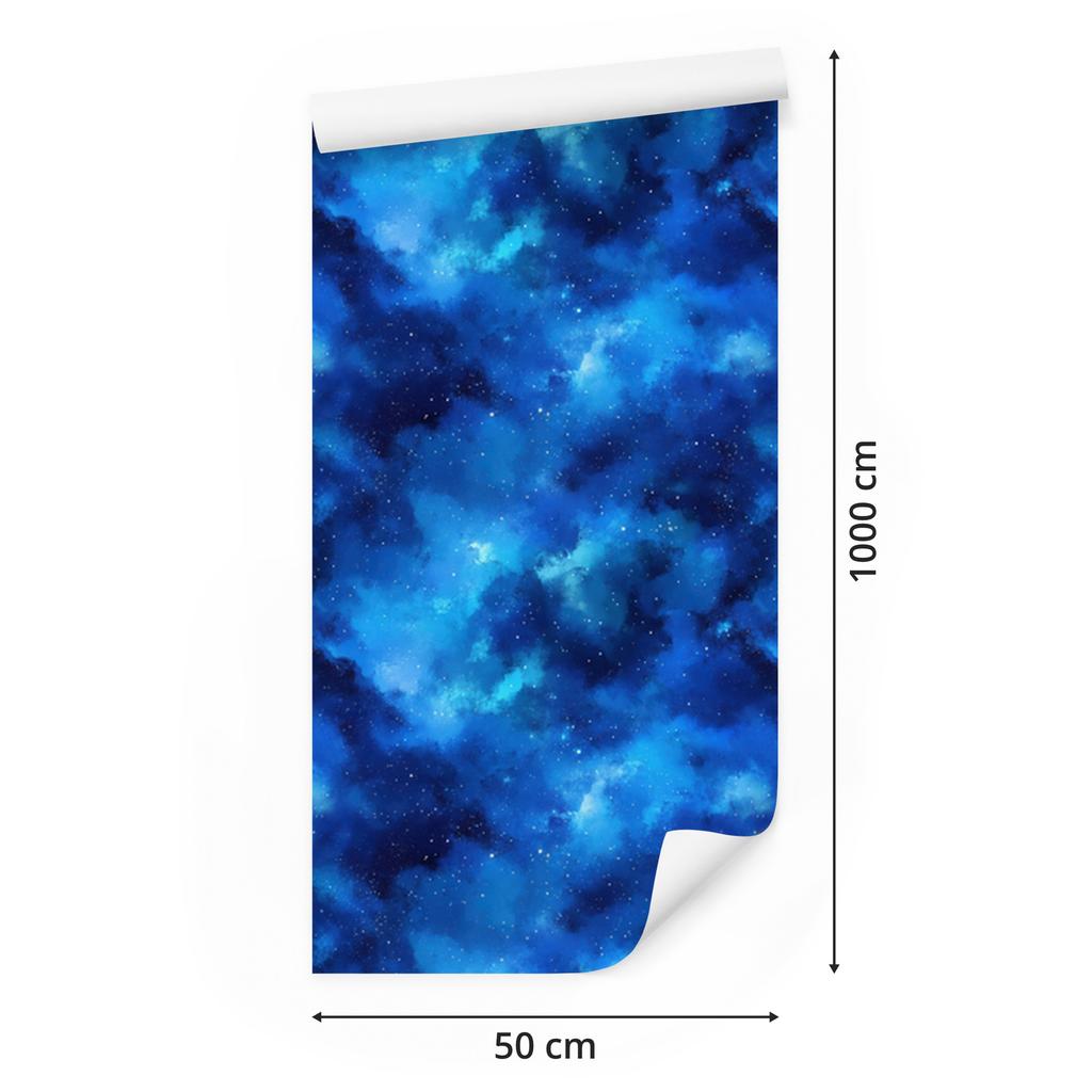 Watercolor Galaxy Wallpaper Blue, Azure and Navy Blue 50x1000