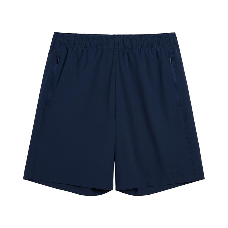 Li-Ning Comfortable Soft Solid Color Simple Fashion Quick-Drying Mid-Waist Drawstring Casual Shorts Unisex shorts Guangdong-Blue AKSU867-2
