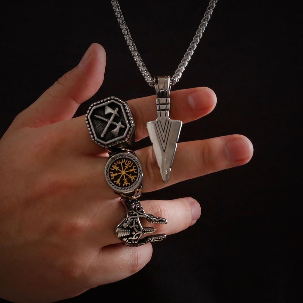 Retro Viking Spear Arrowhead Kunai Primal Necklaces for Men Rock Punk Stainless Steel Tribal Pendants Jewelry New In Necklace