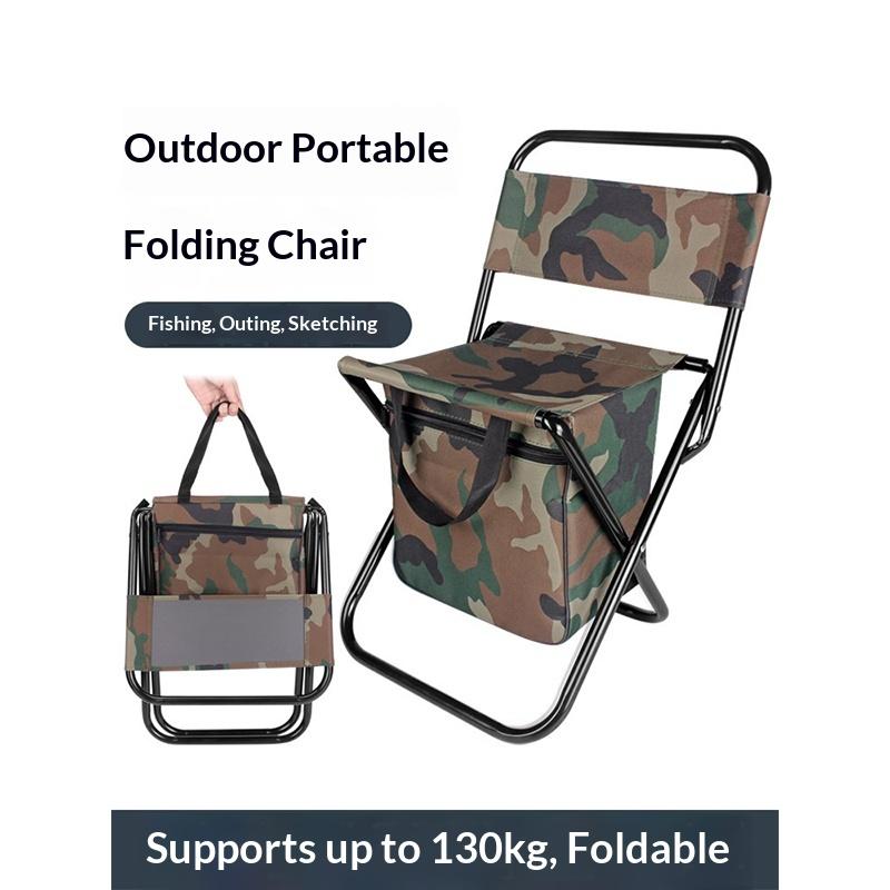 New Outdoor Camping Folding Chair With Storage Bag And Backrest Lure Fishing Chair