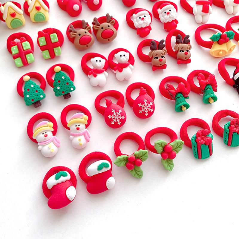 Weihnachts-Haarringe Niedliche Stirnbänder 3D-Design Kopfschmuck Weihnachtsgeschenk Weihnachts-Haarschmuck Hochelastisch 10 Stück/Set