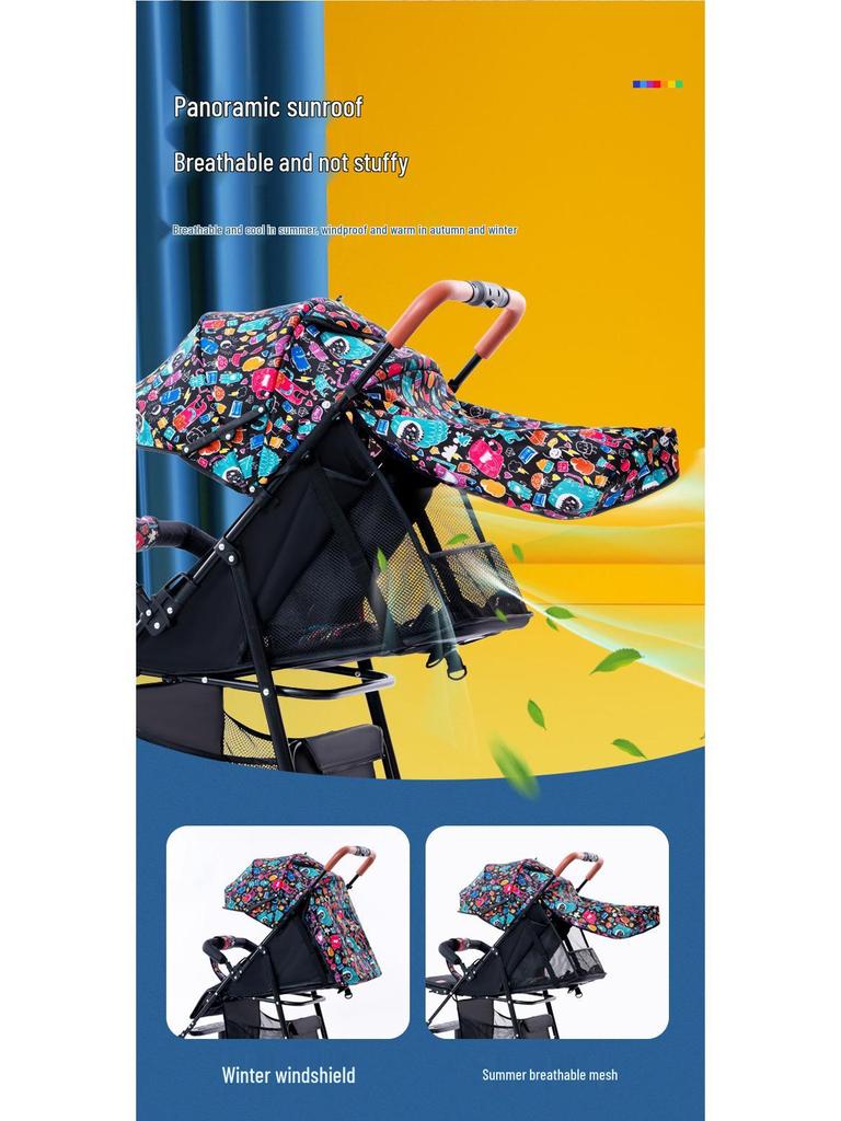 Ultraleichter Faltbarer Kinderwagen: Sitzen oder Liegen, Stoßdämpfend für Neugeborene & Kinder, High-View Taschenschirm-Design