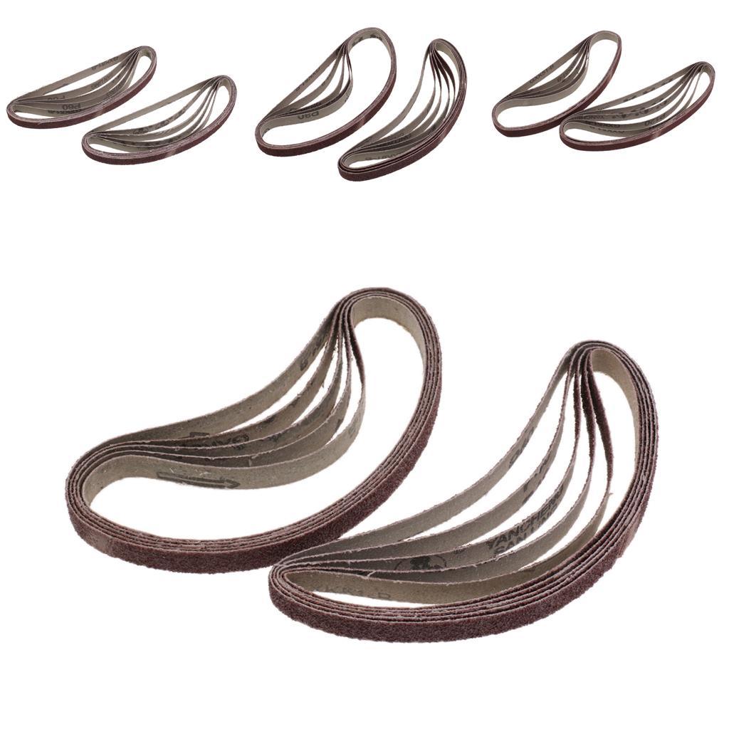 10 Assorted Sanding Sander Belts 330x10mm, 762x25mm, 457x13600 GRIT
