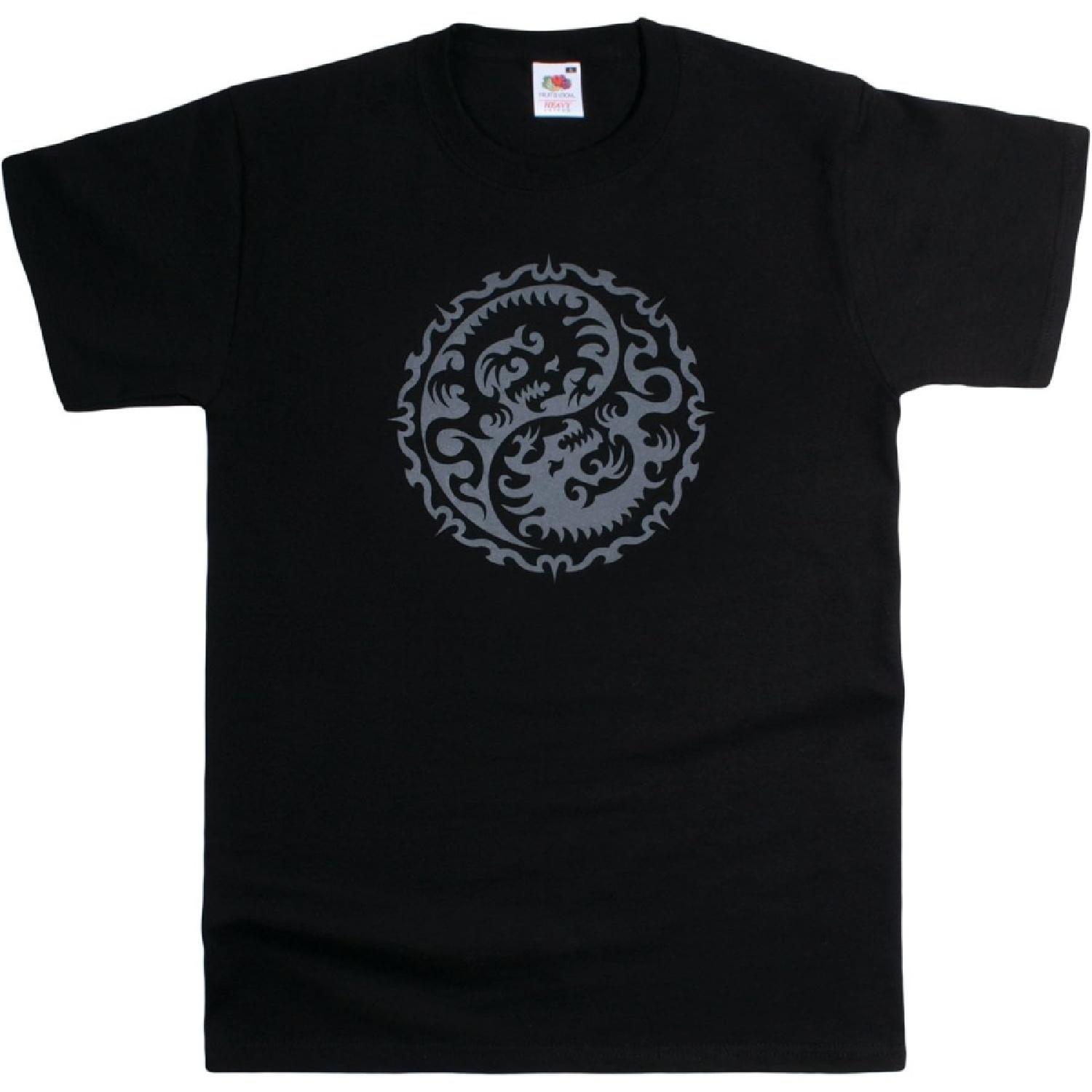 Yin Yang Dragon Shirt - Taoism Martial Arts Chinese Japanese Tattoo T Shirt XXXXXL разноцветный