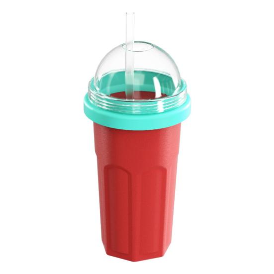 Silicone Slushie Cup with Lids Straws Portable Freezing Smoothie Cup BPA-free Cold Drink Cup for Juices Ice Cream Kids
