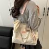 Korean Style Faux Leather Tote Bag for Women Large Capacity Commuter Shoulder Handbag