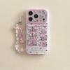 Kawaii Pink Cate Amusement Park Clear Case For iPhone 17 16 15 14 Pro Max with Beaded Chain Double Layer Glitter Shockproof Case