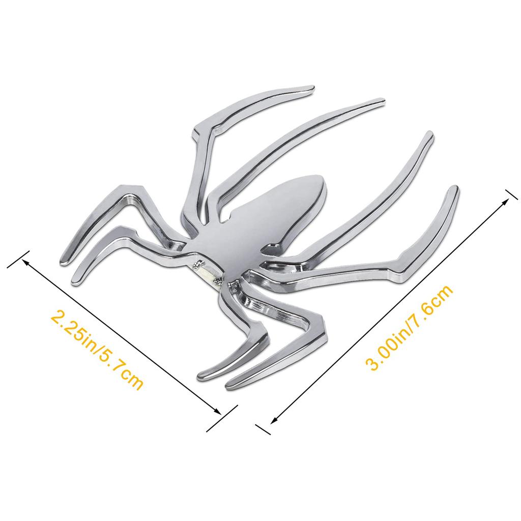 Danti 3D Spyder Chrome Emblem Badge Stickers, Silver, for Can Am Spyder RT, ST, RS, Set of 2