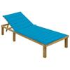 VidaXL Chaise Longue with Blue Cushion Impregnated Pine Wood