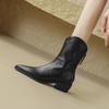 Krazing Pot Cow Split Skin Autumn Winter Shoes Wool Chunky Heels Size 43 Size 42 Pointed Toe Gradient Color Zip Fur Ankle Boots