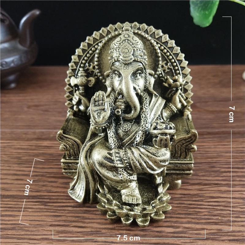 

Статуя Господа Ганеши Скульптура Бог-слон Статуи Будды Фигурки Смола Бронзовый цвет Украшение для украшения дома сада бронзовый