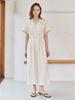 NOUVE V-Neck Shirring Dress - Ivory