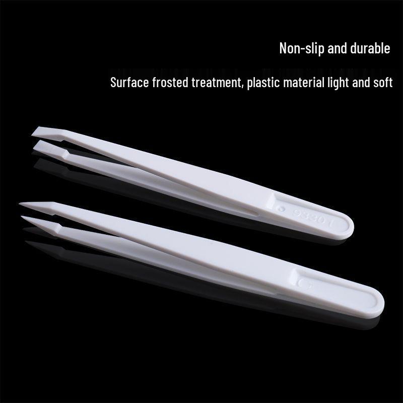 Anti-static Carbon Fiber Tweezers: White Flat, Bent, Pointed, Flat Nose & Round Nose Heads for Electronics