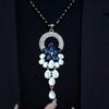 Women's Fashion Crystal Sweater Necklace with Flower Pendant - 2021 Versatile Charm Accessory