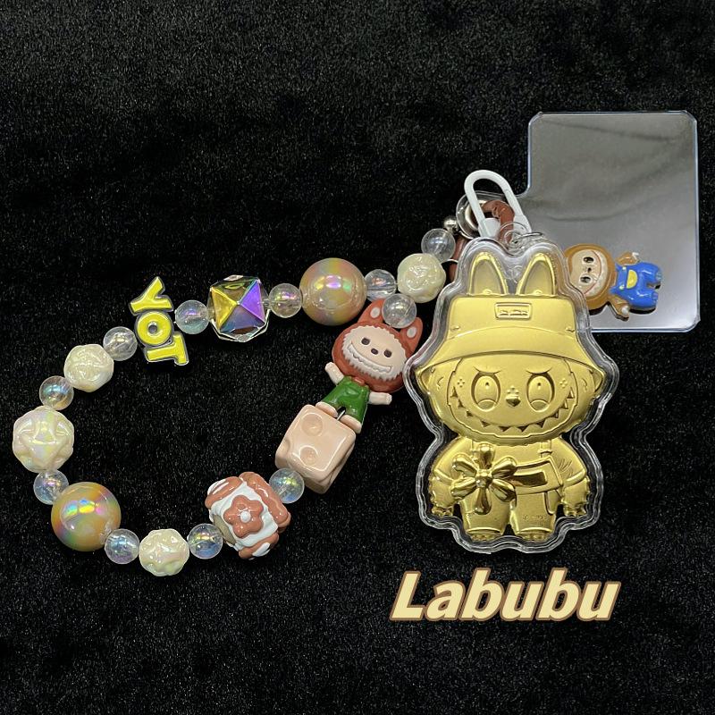 Golden Cartoon Cute Keychain Including Bracelet