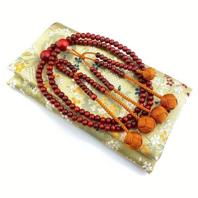 Myorenka Buddhist Prayer Beads for Nichiren 108 Red Sandalwood Medium Includes Prayer Bead Brahma Formal Buddhist Prayer Lotus Natural Set Brahma
