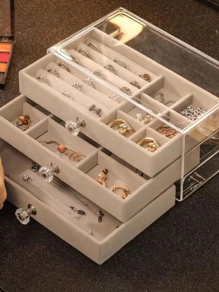 Nya tre lager genomskinliga lådor örhängen armband Smycken förvaringsbox Örhängen ring smycken smyckeskrin