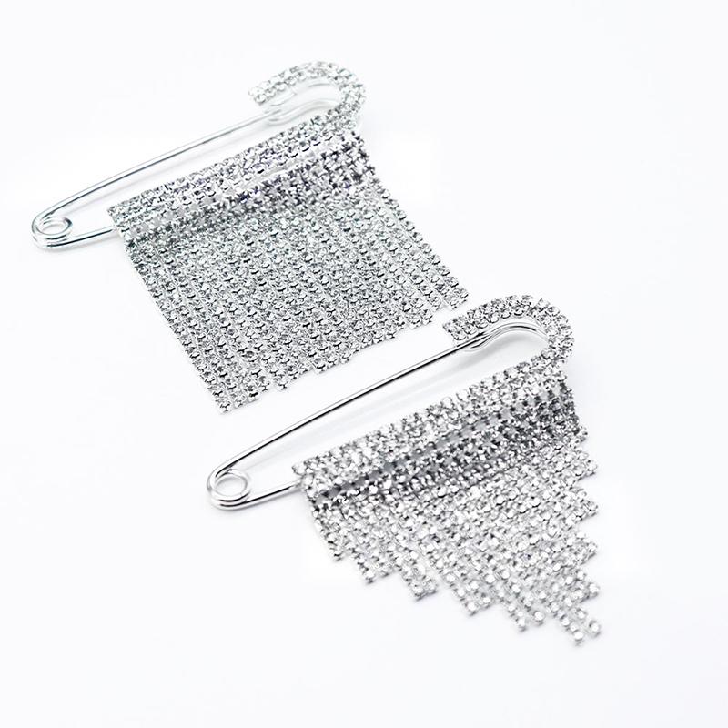 Rhinestone Tassel Brooch For Women Elegant Lapel Pin For Sweater And Suit Unisex Jewelry For Party Accessory