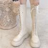 Stövlar Damstövlar Nytt på hösten och vintern Vita Plattformstövlar Fleece Snörning Höga Martin-stövlar