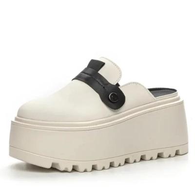 High Quality 8cm 2024 Genuine Leather Platform Slippers Women Summer Shoes Wedge Sandals Slides Shoes Sneakers Slip On Slipper