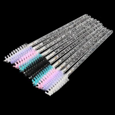 50-Pack Disposable Crystal Eyelash & Eyebrow Brush Set - Nylon Hair, Multi-Colored Makeup Tools