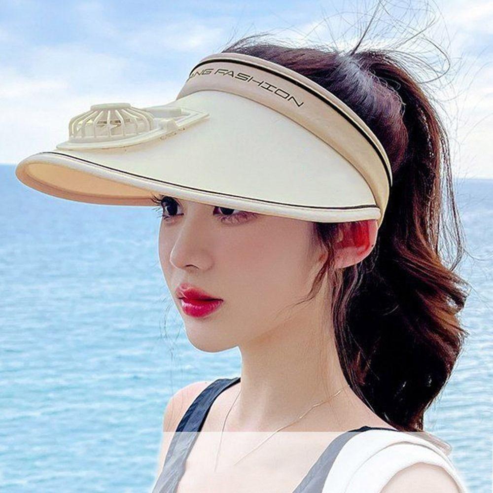 With Fan Fan Sun Hat Breathable Beach Hat Outdoor Visors  Camping Hiking
