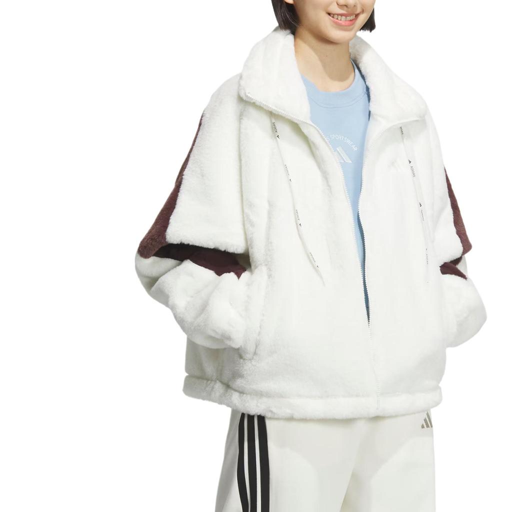 Adidas Originals Faux Fur Stand Collar Jacket Women's Warm Coat White KC0079