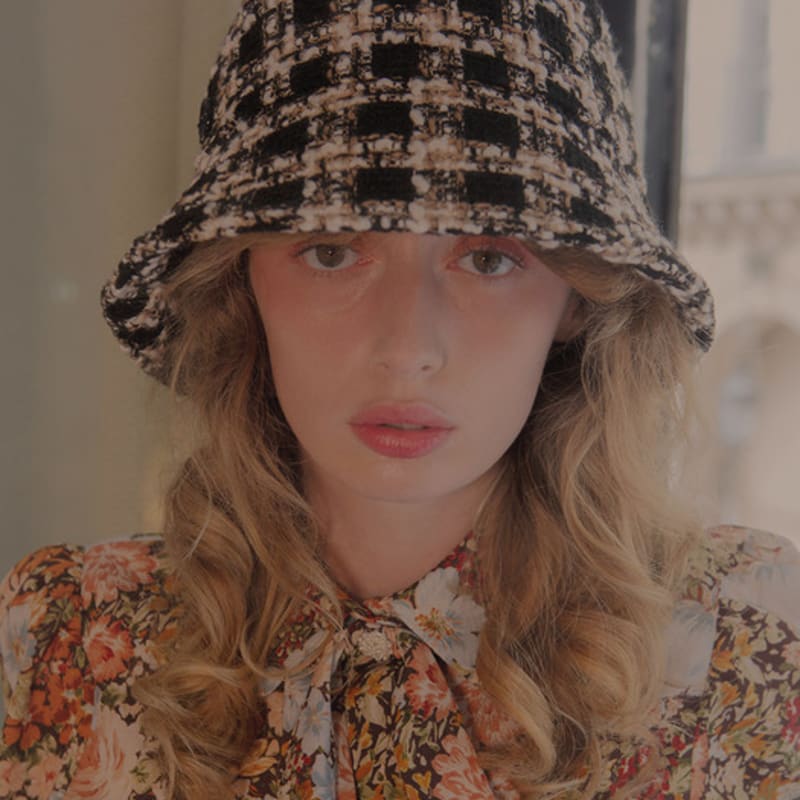 Poesiedame Tweed Bucket Hat_black and Brown