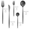 30-piece Black Handle Gold Cutlery Set Matte Finish Dinnerware Set Stainless Steel Knife Fork Spoons Kitchen Utensils Complete