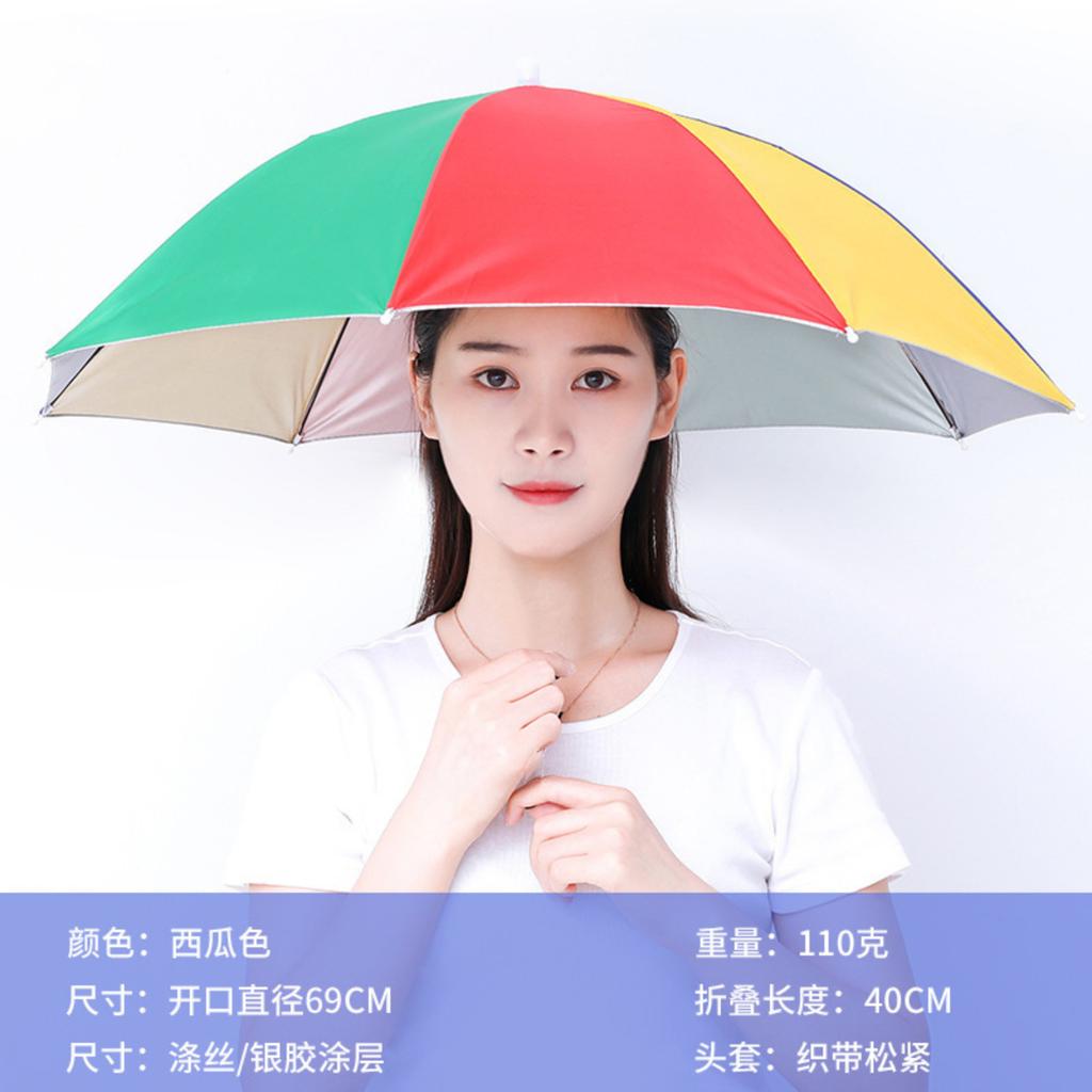 Hands Free Headwear Umbrella Adjustable Size Foldable Outdoor Rain Sun Protection Hat Suitable for Adults and Children Fishing Hiking Camping