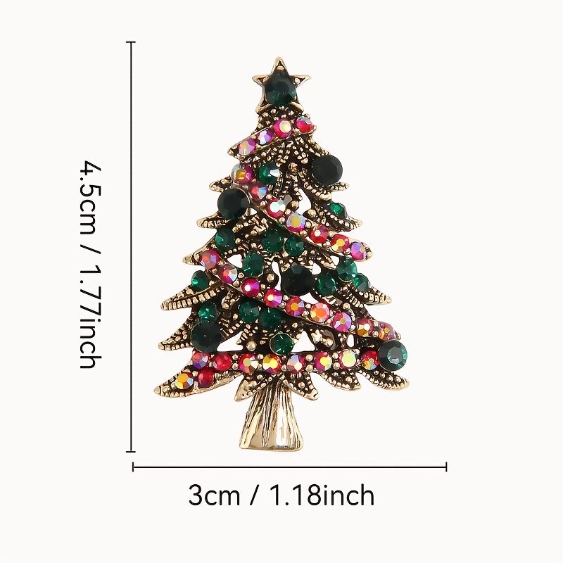 Vintage Christmas Tree Brooch Pin with Colorful Star Accents – Elegant Zinc Alloy Jewelry Gift for Women, Holiday Parties Christmas Jewelry