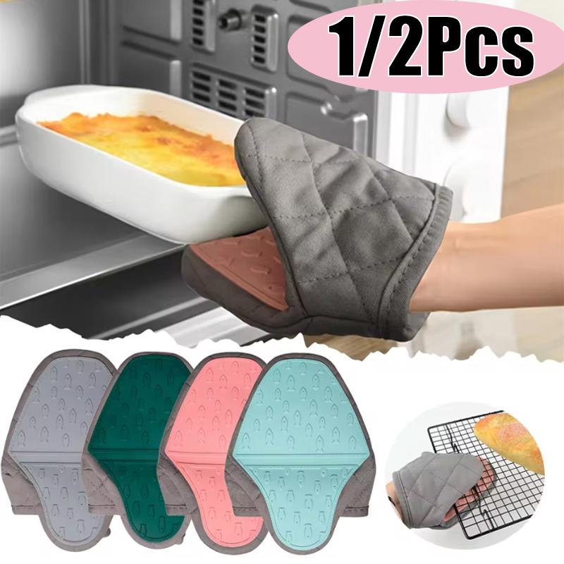 1/2Pcs Silicone Anti Scald Oven Gloves Kitchen Multi Purpose Tray Microwave Oven Baking Dessert Tableware Rack Gloves